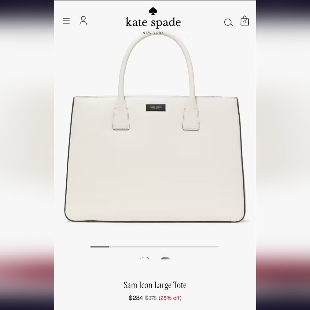 Kate Spade Sam Icon Large Leather Tote Bag Parchment - Picture 11 of 11